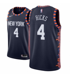 Men NBA 2018-19 New York Knicks #4 Isaiah Hicks City Edition Navy Jersey