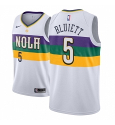 Men NBA 2018-19 New Orleans Pelicans #5 Trevon Bluiett City Edition White Jersey