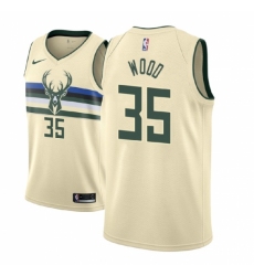 Men NBA 2018-19 Milwaukee Bucks #35 Christian Wood City Edition Cream Jersey