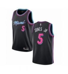 Men's Miami Heat #5 Derrick Jones Jr Authentic Black Basketball Jersey - City Edition
