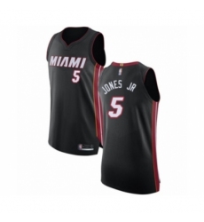 Men's Miami Heat #5 Derrick Jones Jr Authentic Black Basketball Jersey - Icon Edition