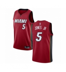 Men's Miami Heat #5 Derrick Jones Jr Authentic Red Basketball Jersey Statement Edition