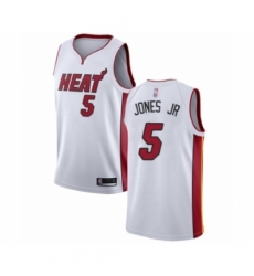 Men's Miami Heat #5 Derrick Jones Jr Authentic White Basketball Jersey - Association Edition