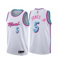Men's Miami Heat #5 Derrick Jones Jr Authentic White Basketball Jersey - City Edition