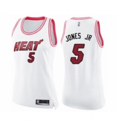 Women's Miami Heat #5 Derrick Jones Jr Swingman White Pink Fashion Basketball Jersey