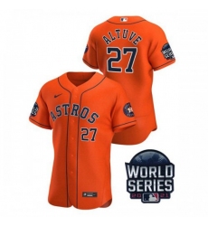 Men's Houston Astros #27 Jose Altuve Nike 150th Anniversary 2021 World Series Authentic MLB Jersey - Orange