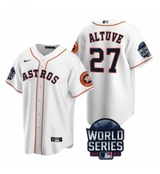 Men's Houston Astros #27 Jose Altuve Nike 150th Anniversary 2021 World Series Game MLB Jersey - White