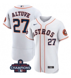 Men's Houston Astros #27 Jose Altuve White 2022 World Series Champions Flex Base Stitched Nike MLB Jersey