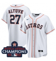 Men's Houston Astros #27 Jose Altuve White 2022 World Series Champions Home Stitched Nike MLB Jersey