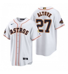 Men's Houston Astros #27 Jose Altuve White Gold 2022 World Series Champions Stitched Nike MLB Jersey