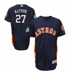 Men's Majestic Houston Astros #27 Jose Altuve Navy Blue 2017 Spring Training Authentic Collection Flex Base MLB Jersey