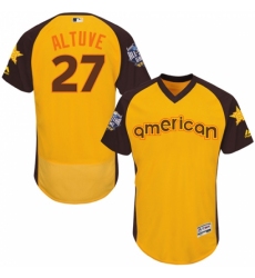 Men's Majestic Houston Astros #27 Jose Altuve Yellow 2016 All-Star American League BP Authentic Collection Flex Base MLB Jersey