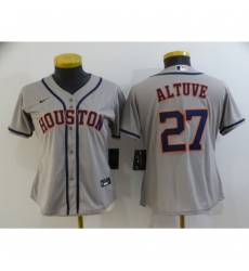 Women's Houston Astros #27 Jose Altuve Authentic Grey Bound Baseball Jersey