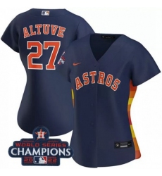 Women's Houston Astros #27 Jose Altuve Navy 2022 World Series Champions Cool Base Stitched Nike MLB Jersey