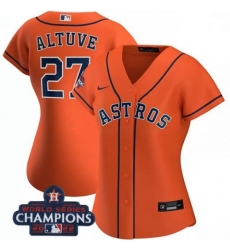 Women's Houston Astros #27 Jose Altuve Orange 2022 World Series Champions Cool Base Stitched Nike MLB Jersey