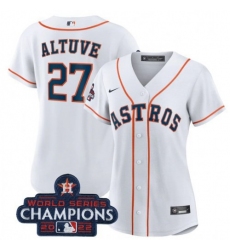 Women's Houston Astros #27 Jose Altuve White 2022 World Series Champions Cool Base Stitched Nike MLB Jersey