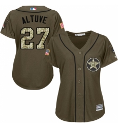 Women's Majestic Houston Astros #27 Jose Altuve Replica Green Salute to Service MLB Jersey