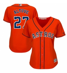 Women's Majestic Houston Astros #27 Jose Altuve Replica Orange Alternate Cool Base MLB Jersey