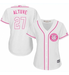 Women's Majestic Houston Astros #27 Jose Altuve Replica White Fashion Cool Base MLB Jersey