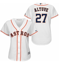 Women's Majestic Houston Astros #27 Jose Altuve Replica White Home Cool Base MLB Jersey