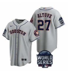 Youth Houston Astros #27 Jose Altuve Nike 150th Anniversary 2021 World Series Authentic MLB Jersey - Gray