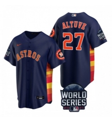 Youth Houston Astros #27 Jose Altuve Nike 150th Anniversary 2021 World Series Authentic MLB Jersey - Navy
