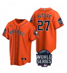 Youth Houston Astros #27 Jose Altuve Nike 150th Anniversary 2021 World Series Authentic MLB Jersey - Orange