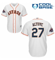 Youth Majestic Houston Astros #27 Jose Altuve Replica White Home 2017 World Series Champions Cool Base MLB Jersey