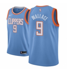 Men NBA 2018-19 Los Angeles Clippers #9 Tyrone WallaceCity Edition Light Blue Jersey