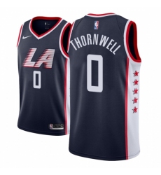 Men NBA 2018-19 Los Angeles Clippers #0 Sindarius Thornwell City Edition Navy Jersey