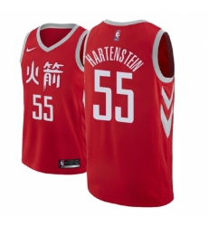 Men NBA 2018-19 Houston Rockets #55 Isaiah Hartenstein City Edition Red Jersey