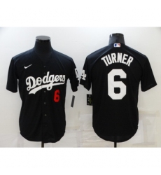 Men's Nike Los Angeles Dodgers #6 Trea Turner Black Jersey