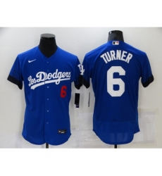 Men's Nike Los Angeles Dodgers #6 Trea Turner Blue Elite City Player Jersey