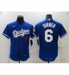 Men's Nike Los Angeles Dodgers #6 Trea Turner Blue Elite Jersey
