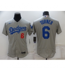 Men's Nike Los Angeles Dodgers #6 Trea Turner Gray Elite Jersey