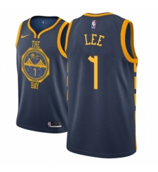 Men NBA 2018-19 Golden State Warriors #1 Damion Lee City Edition Navy Jersey