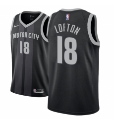 Men NBA 2018-19 Detroit Pistons #18 Zach Lofton City Edition Black Jersey