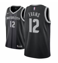 Men NBA 2018-19 Detroit Pistons #12 Keenan Evans City Edition Black Jersey