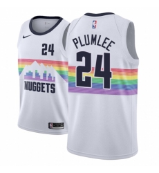 Men NBA 2018-19 Denver Nuggets #24 Mason Plumlee City Edition White Jersey