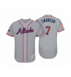 Men's Atlanta Braves #7 Dansby Swanson Gray 2017 Independence Day Flex Base Jersey