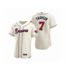 Men's Atlanta Braves #7 Dansby Swanson Nike Cream Authentic 2020 Alternate Jersey