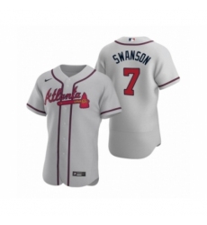 Men's Atlanta Braves #7 Dansby Swanson Nike Gray Authentic 2020 Road Jersey