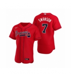 Men's Atlanta Braves #7 Dansby Swanson Nike Red Authentic 2020 Alternate Jersey