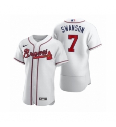 Men's Atlanta Braves #7 Dansby Swanson Nike White 2020 Authentic Jersey