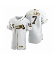 Men's Atlanta Braves #7 Dansby Swanson Nike White Authentic Golden Edition Jersey