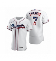 Men's Dansby Swanson #7 Atlanta Braves White 2020 Stars & Stripes 4th of July Jersey