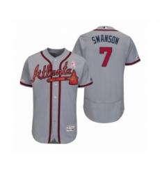 Men's Dansby Swanson Atlanta Braves #7 Gray 2019 Mothers Day Flex Base Authentic Jersey