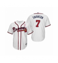 Men's Dansby Swanson Atlanta Braves #7 White 2019 Mothers Day Cool Base Jersey