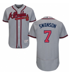 Men's Majestic Atlanta Braves #7 Dansby Swanson Grey Flexbase Authentic Collection MLB Jersey