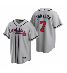 Men's Nike Atlanta Braves #7 Dansby Swanson Gray Road Stitched Baseball Jersey